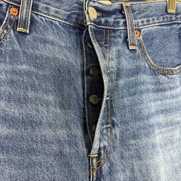 Levi's Premium Ribcage Straight Jeans Tag 28/29 Button Fly Big E High Rise Blue - Picture 3 of 13